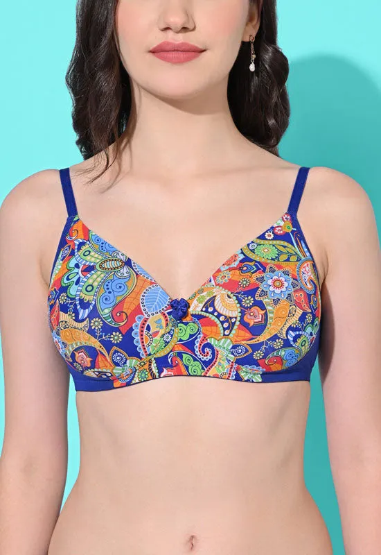 FIMS Fashion Padded Non-Wired Full Cup Paisley Print bra Multicolor