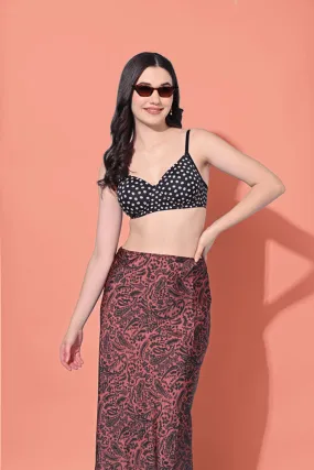 FIMS Fashion Padded Non-Wired Full Cup Polka Print bra Black Color