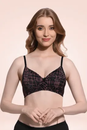 FIMS Fashion Padded Non-Wired Full Cup Printed bra Black Color