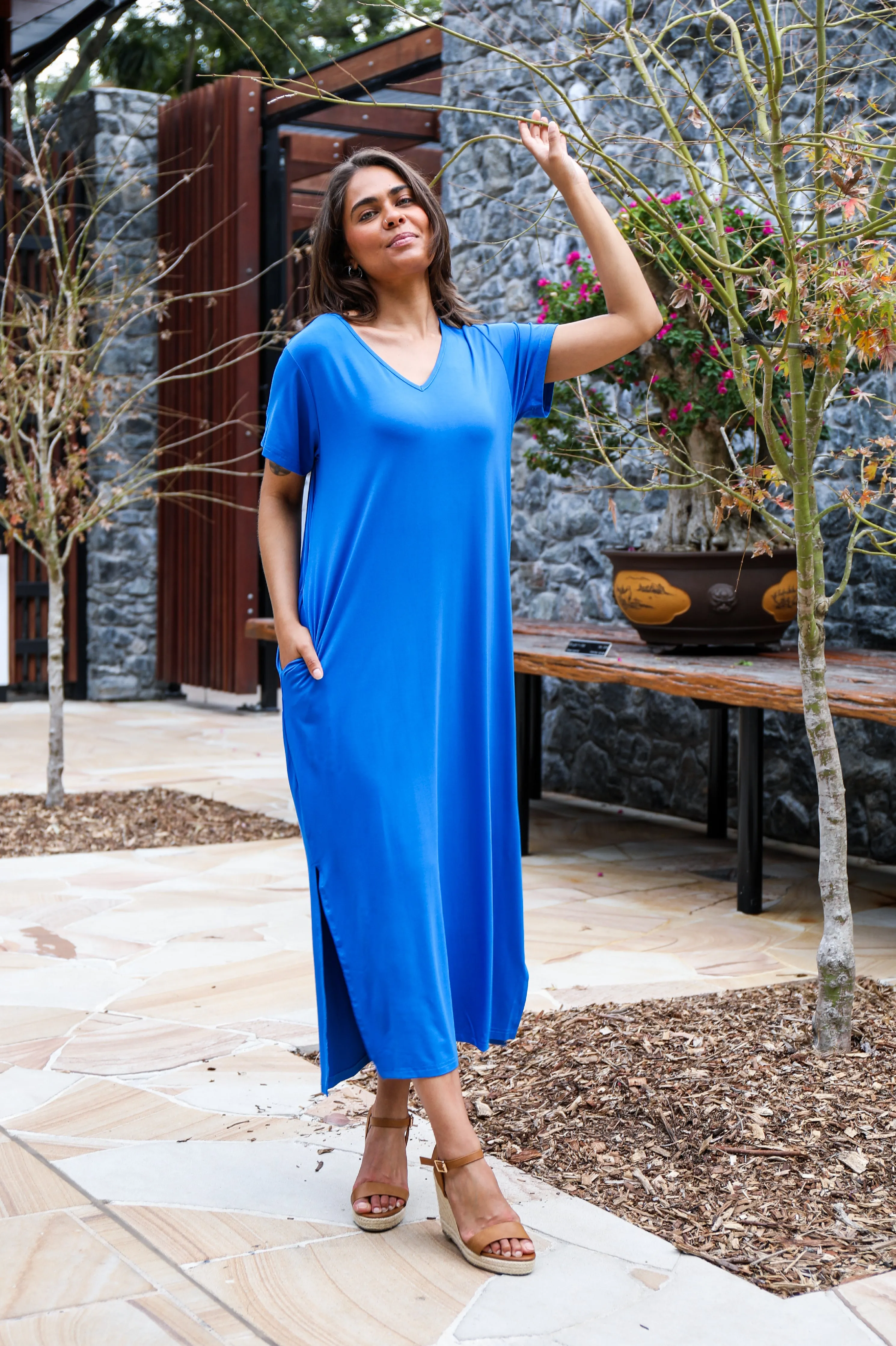 FINAL SALE T-Shirt Maxi Dress in Ocean
