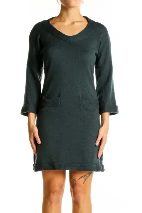Forest Green Extra Fine Merino Wool Sweater Dress