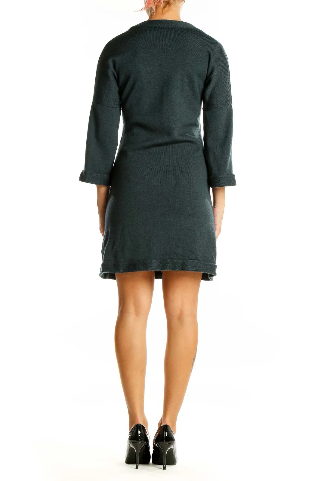 Forest Green Extra Fine Merino Wool Sweater Dress