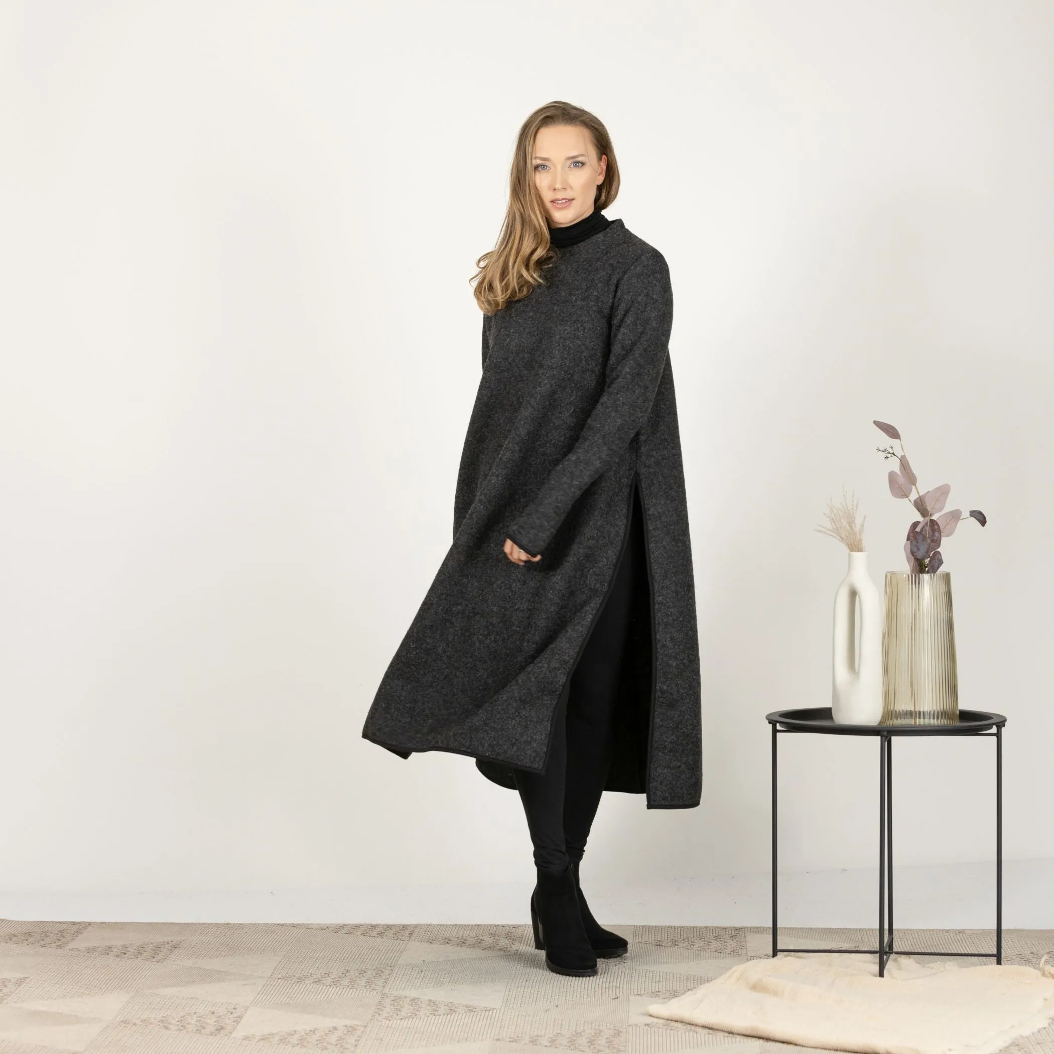 Forest Green Wool Winter Sweater Dress