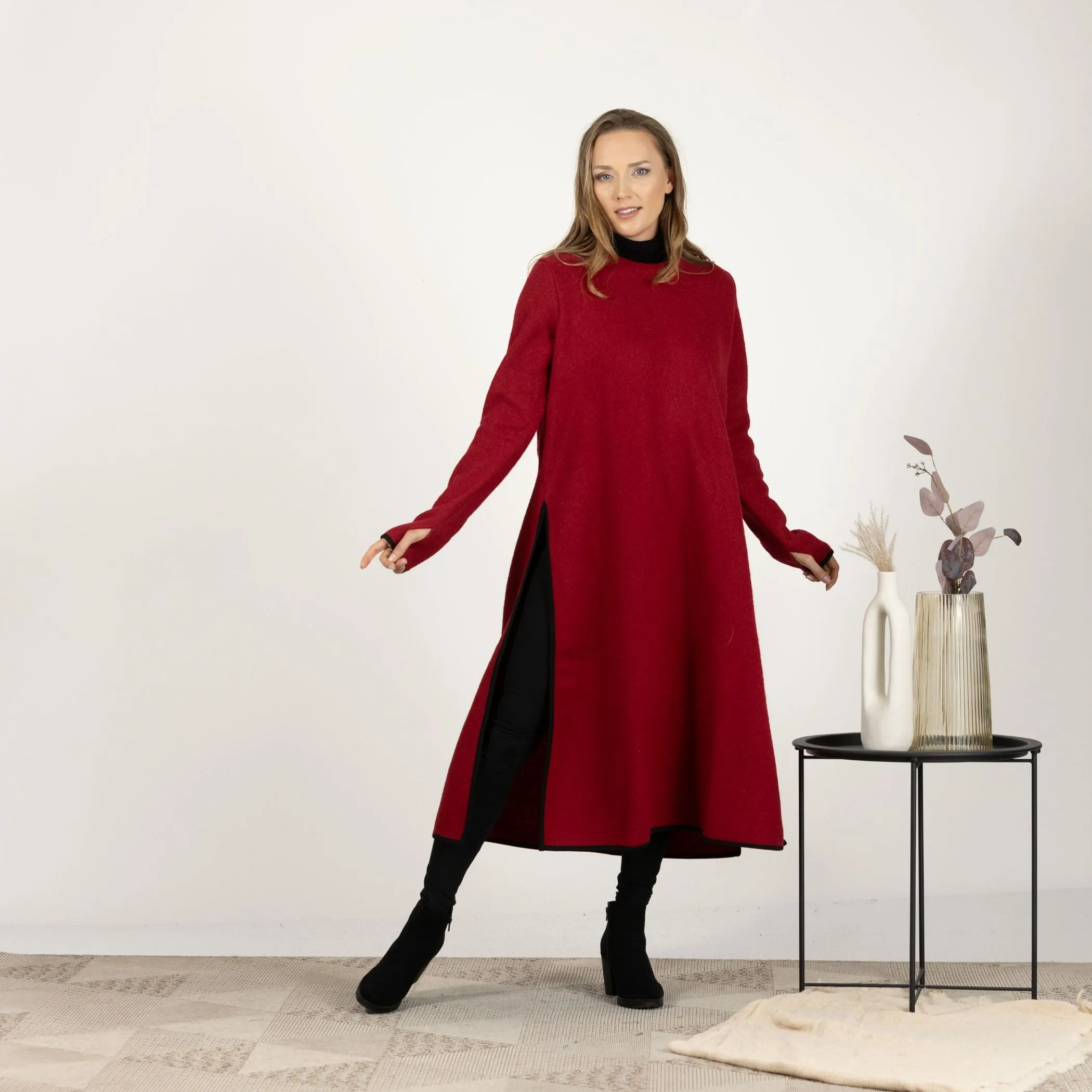 Forest Green Wool Winter Sweater Dress