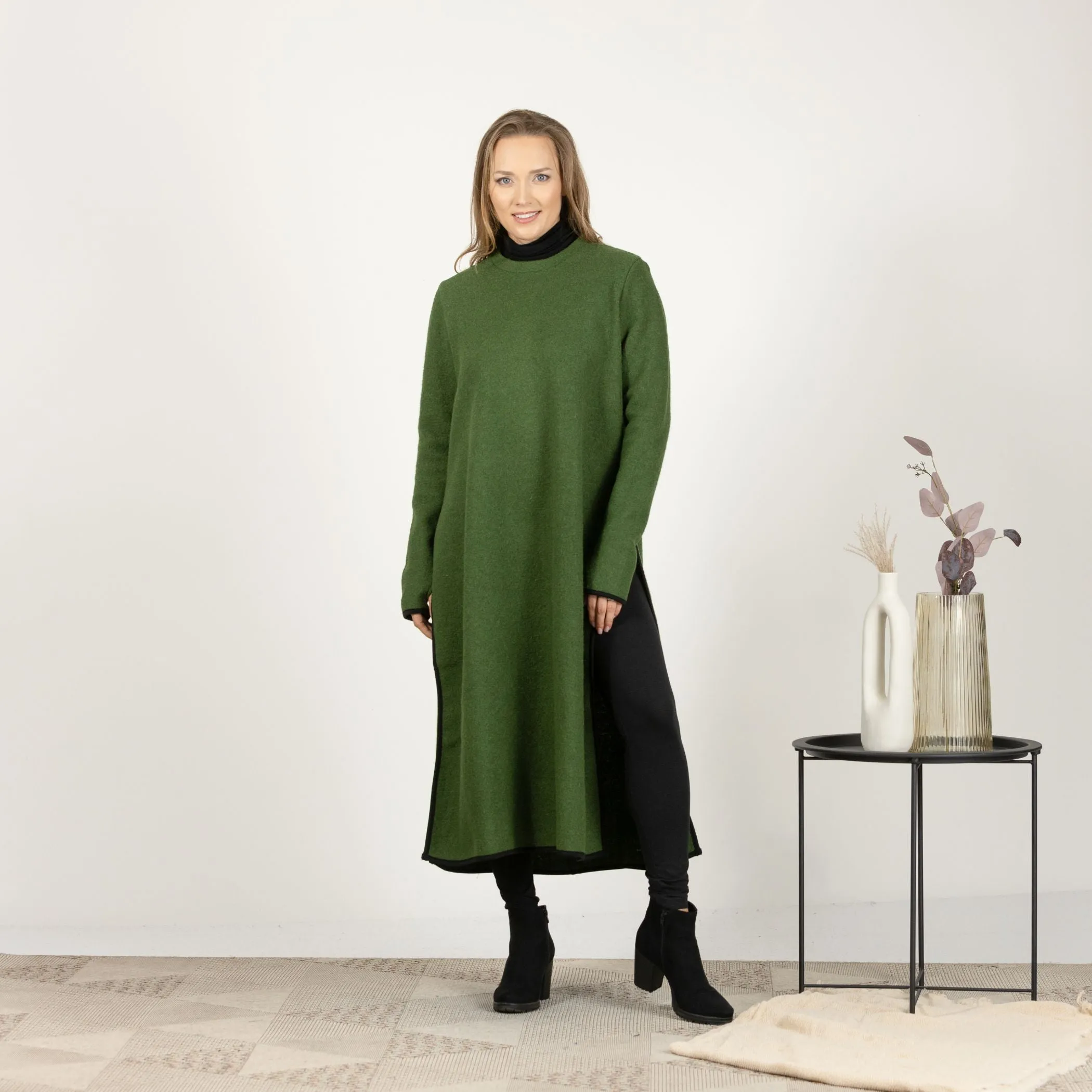 Forest Green Wool Winter Sweater Dress