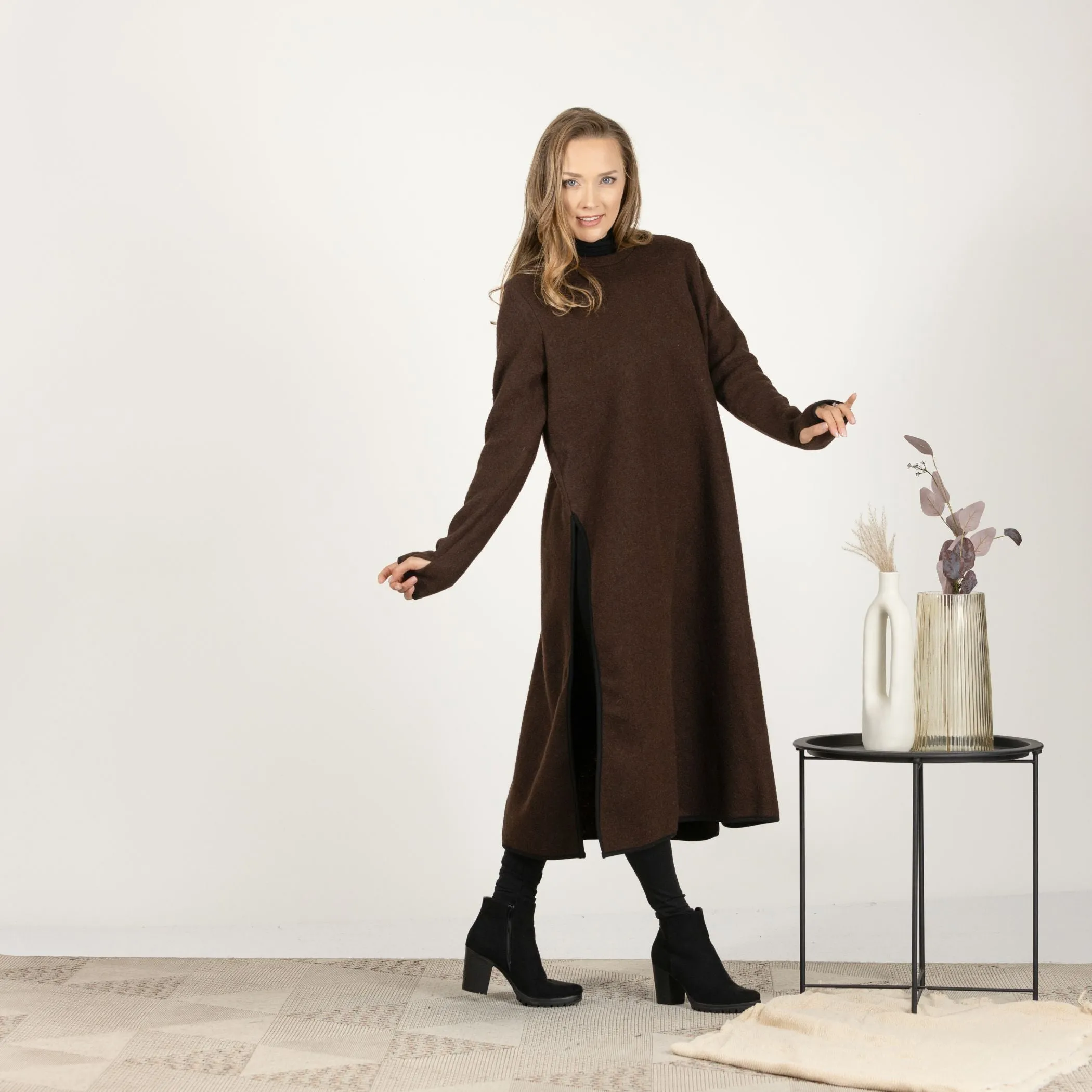 Forest Green Wool Winter Sweater Dress