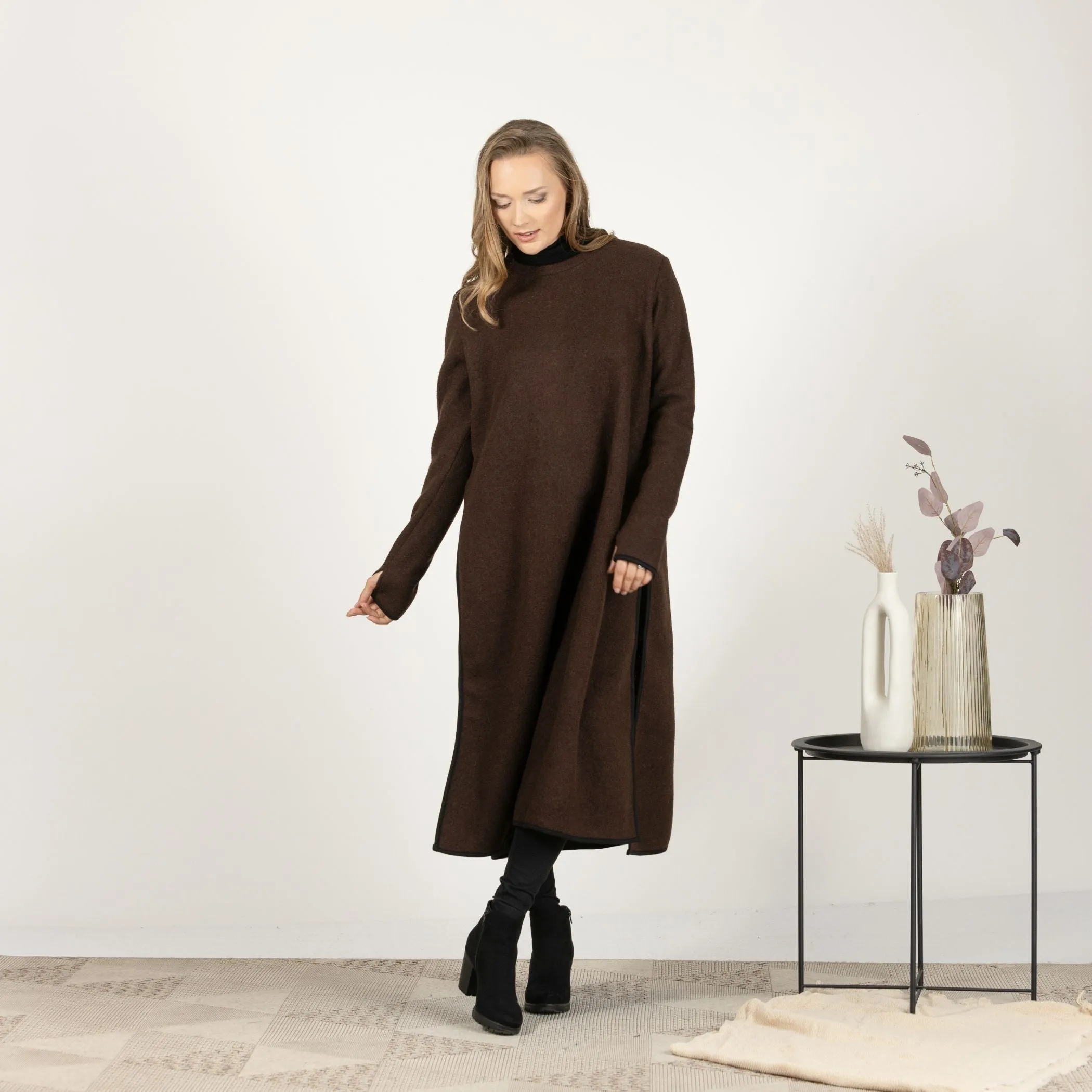 Forest Green Wool Winter Sweater Dress