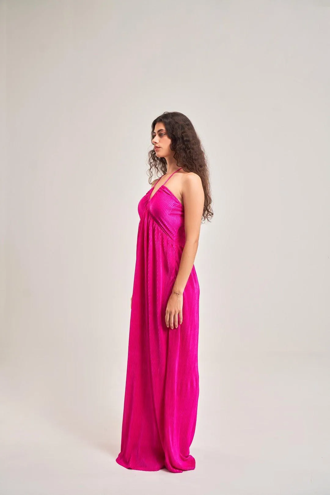 FUCHSIA DRAWSTRING DETAIL DRESS