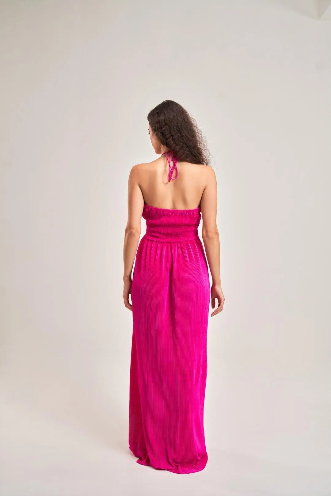FUCHSIA DRAWSTRING DETAIL DRESS