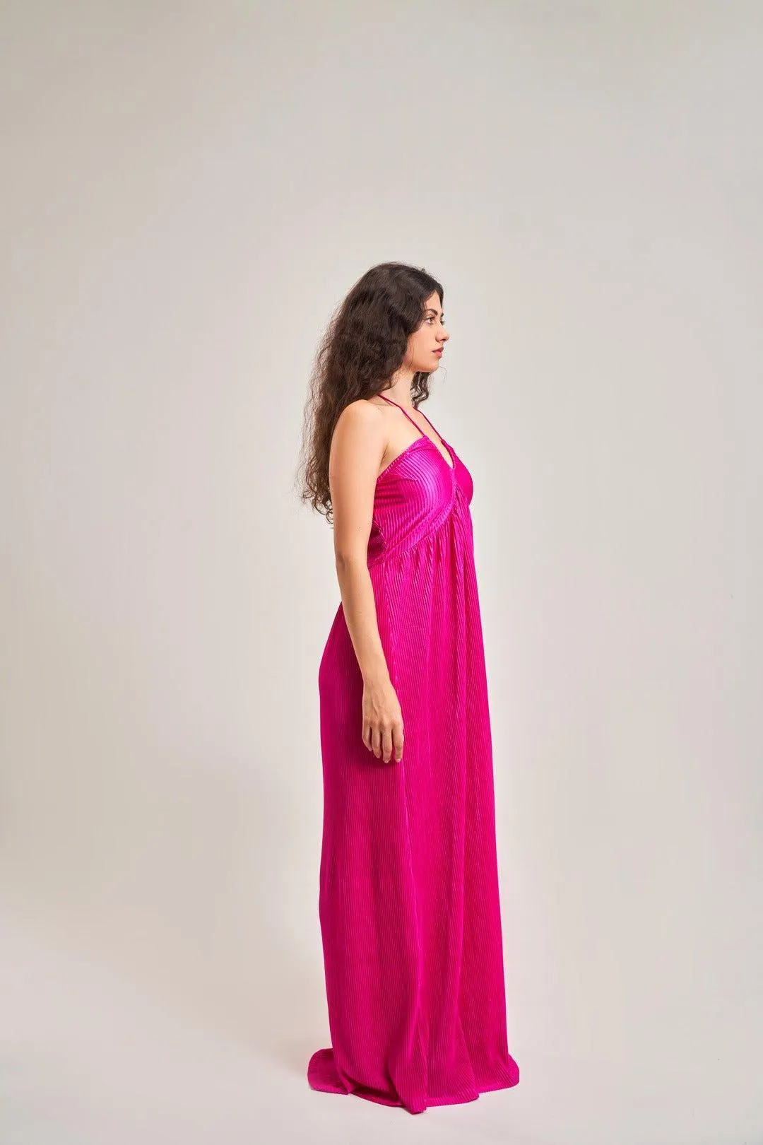 FUCHSIA DRAWSTRING DETAIL DRESS