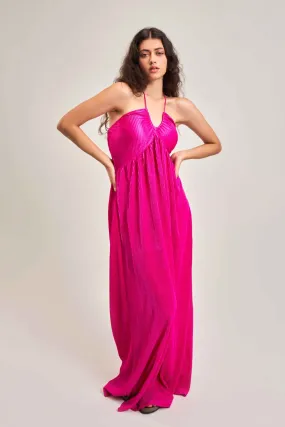 FUCHSIA DRAWSTRING DETAIL DRESS