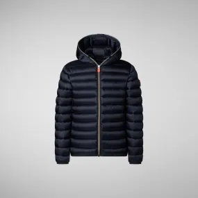 Girls' Iris Hooded Animal free Puffer Jacket in Blue Black