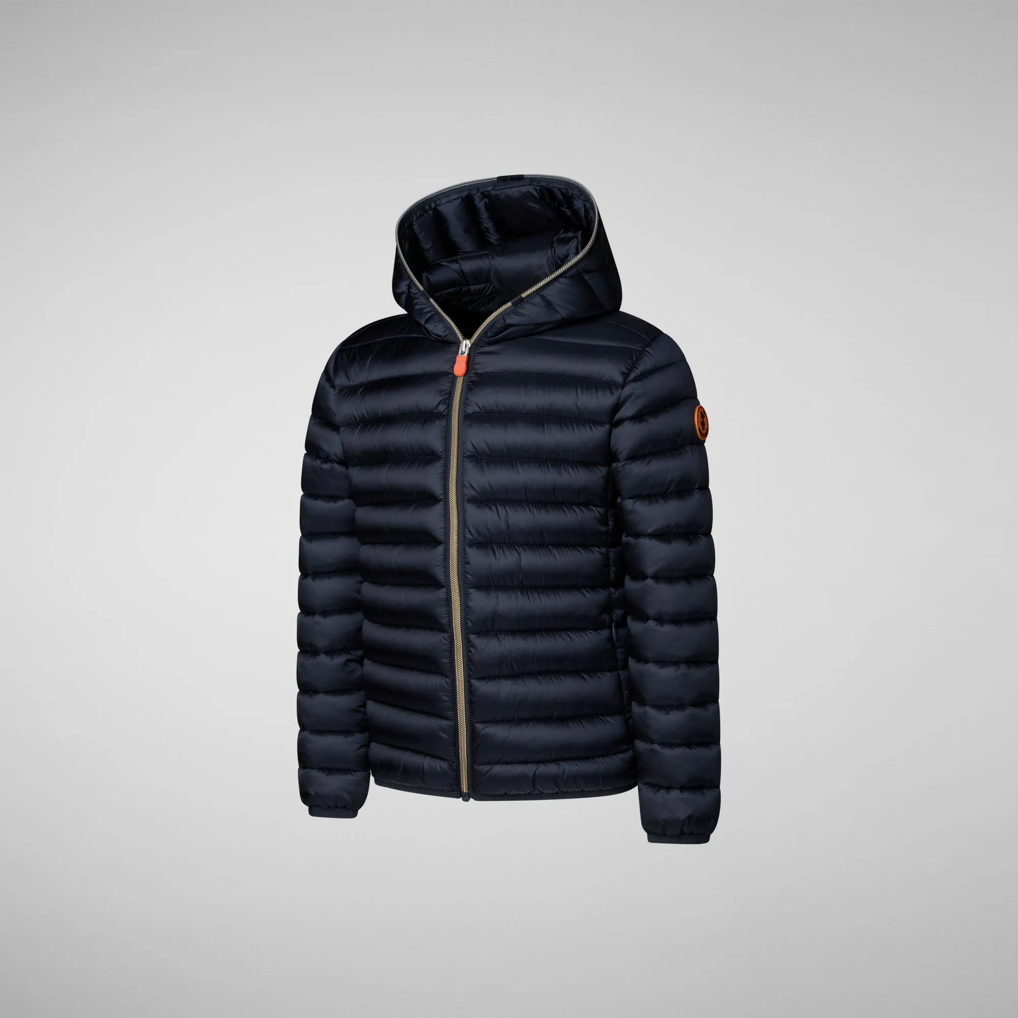Girls' Iris Hooded Animal free Puffer Jacket in Blue Black