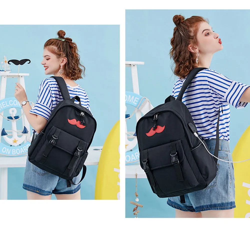 Girls USB Backpack for High School Ligthweight Bookbag Fits 14 Inches Laptop USB2214