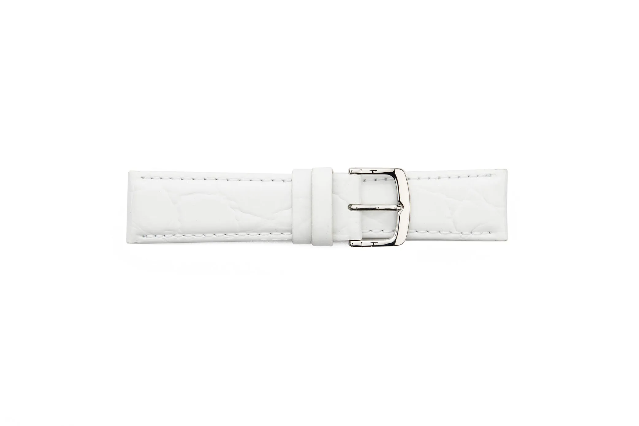 HB1-467S  Short White Crocodile Grain Padded Watch Strap