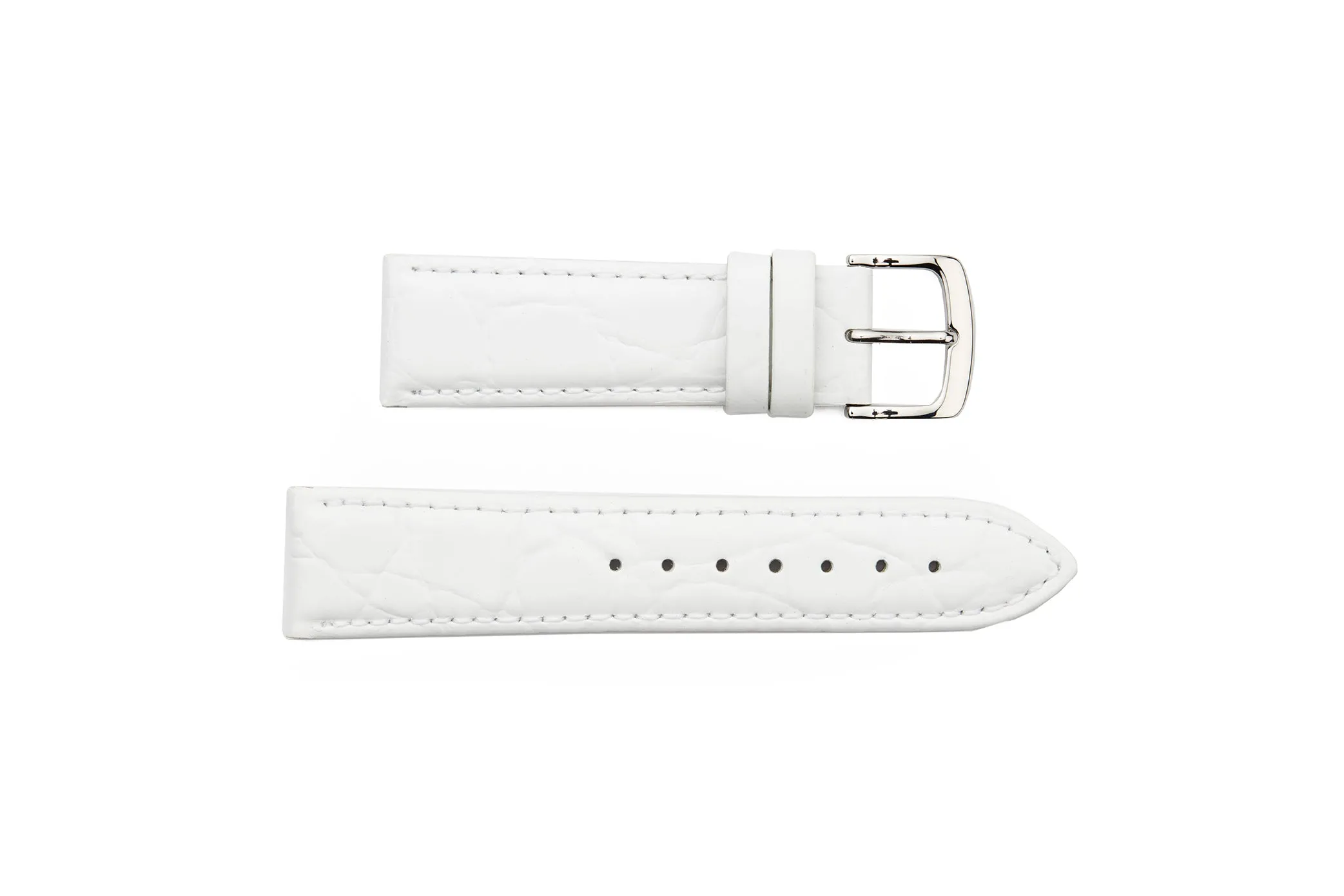 HB1-467S  Short White Crocodile Grain Padded Watch Strap