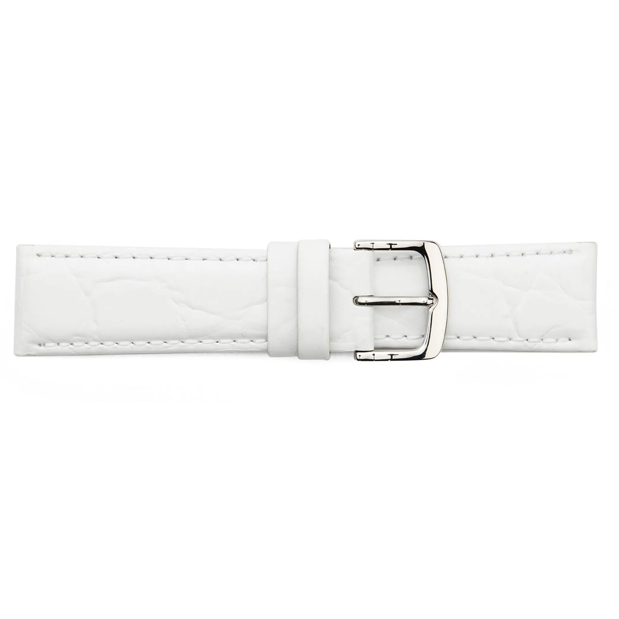 HB1-467S  Short White Crocodile Grain Padded Watch Strap
