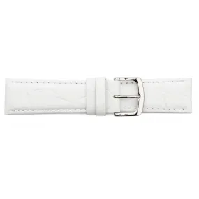 HB1-467S  Short White Crocodile Grain Padded Watch Strap