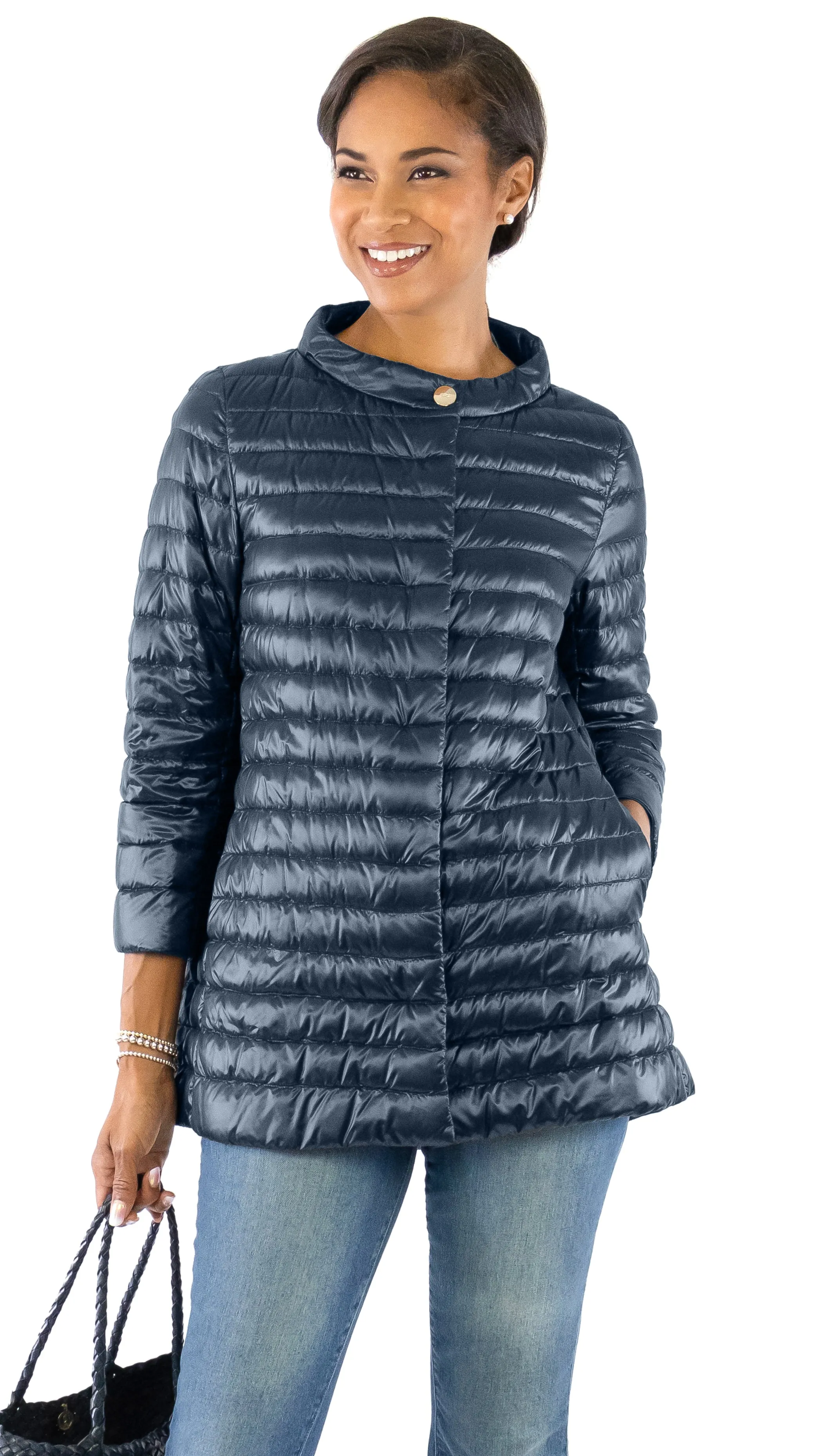 Iconic Rossella Lightweight Puffer Jacket - Navy Blue