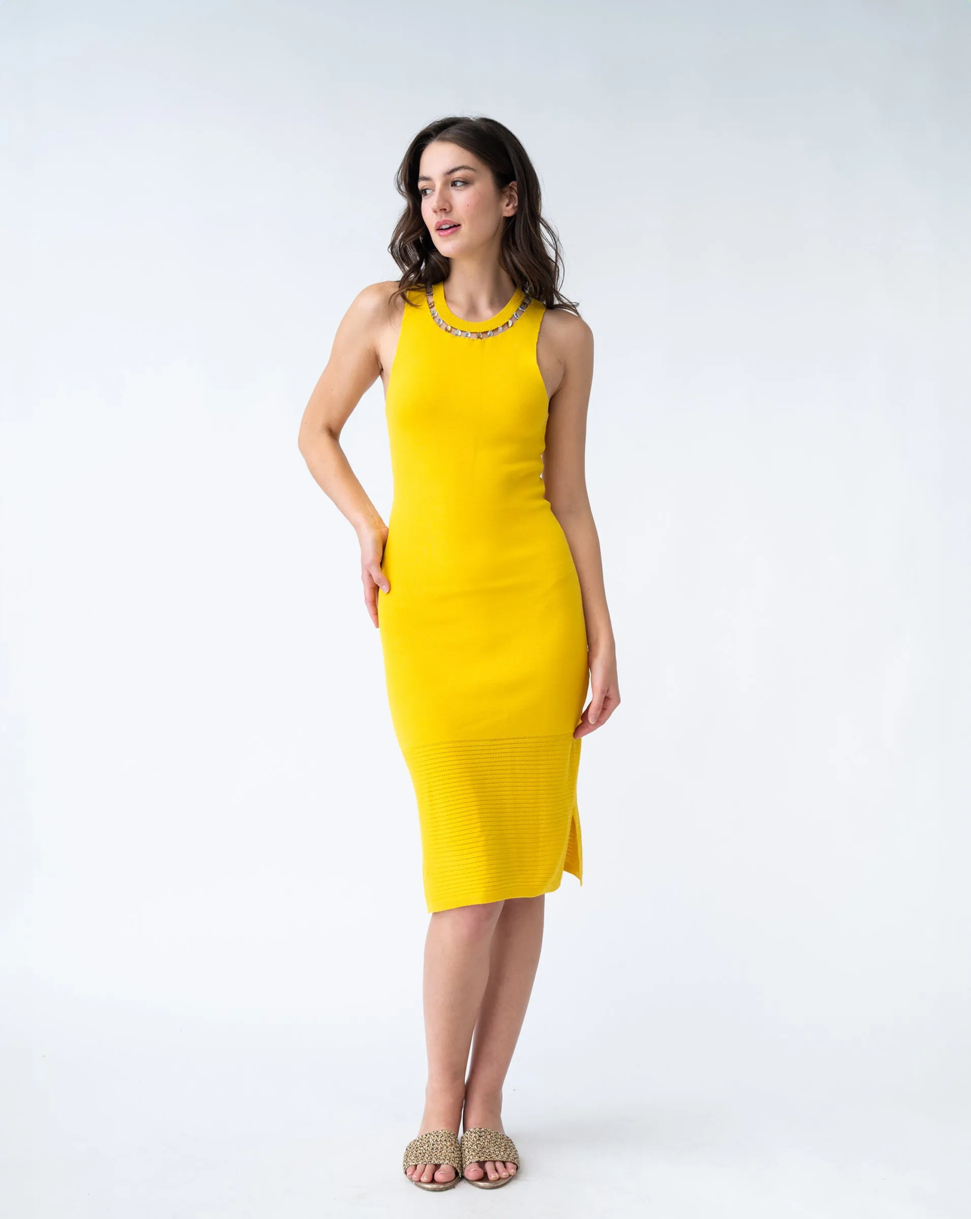 Jewel Neck Sweater Dress