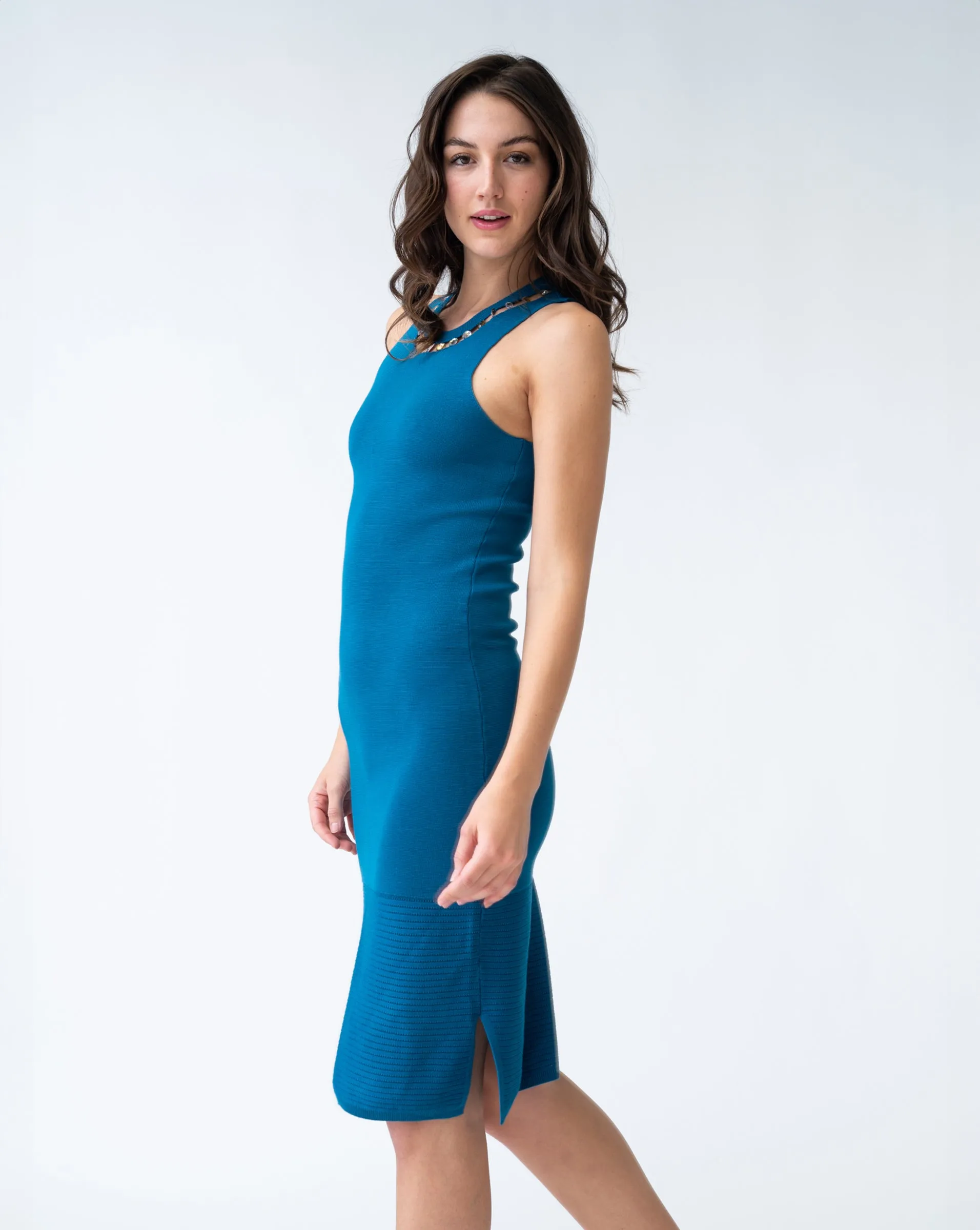 Jewel Neck Sweater Dress