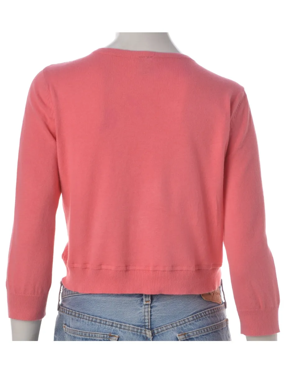 Label Zip Through Crop Sweater