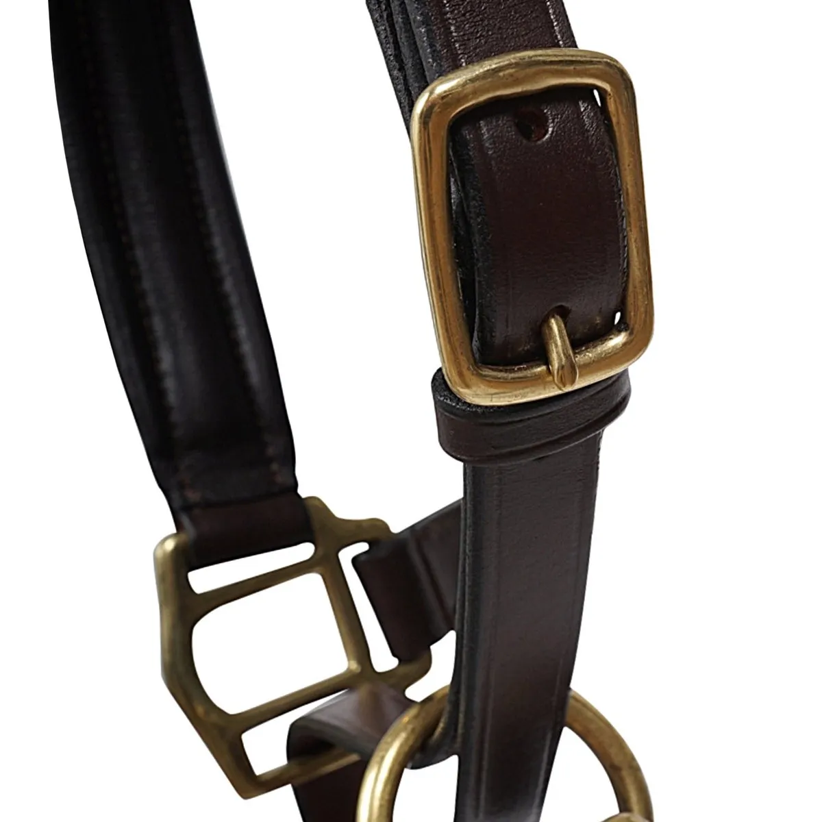  LEATHER PADDED HALTER WITH BRASS HARDWARE BY WINNER Brown