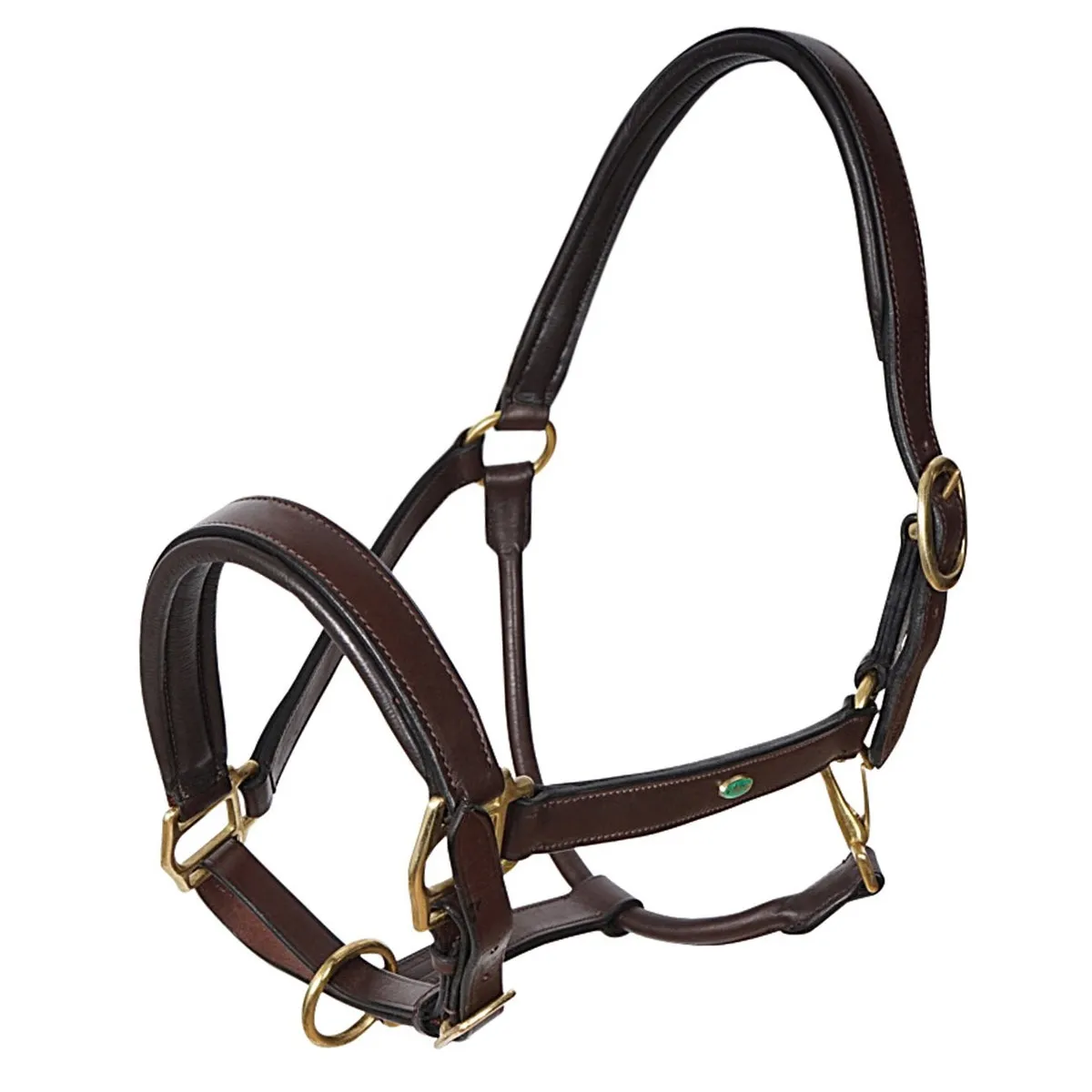  LEATHER PADDED HALTER WITH BRASS HARDWARE BY WINNER Brown
