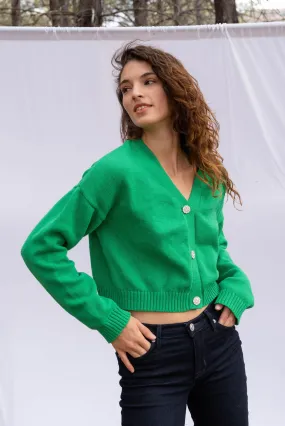 Limited Edition Crystal Button Diana Cardigan in Emerald