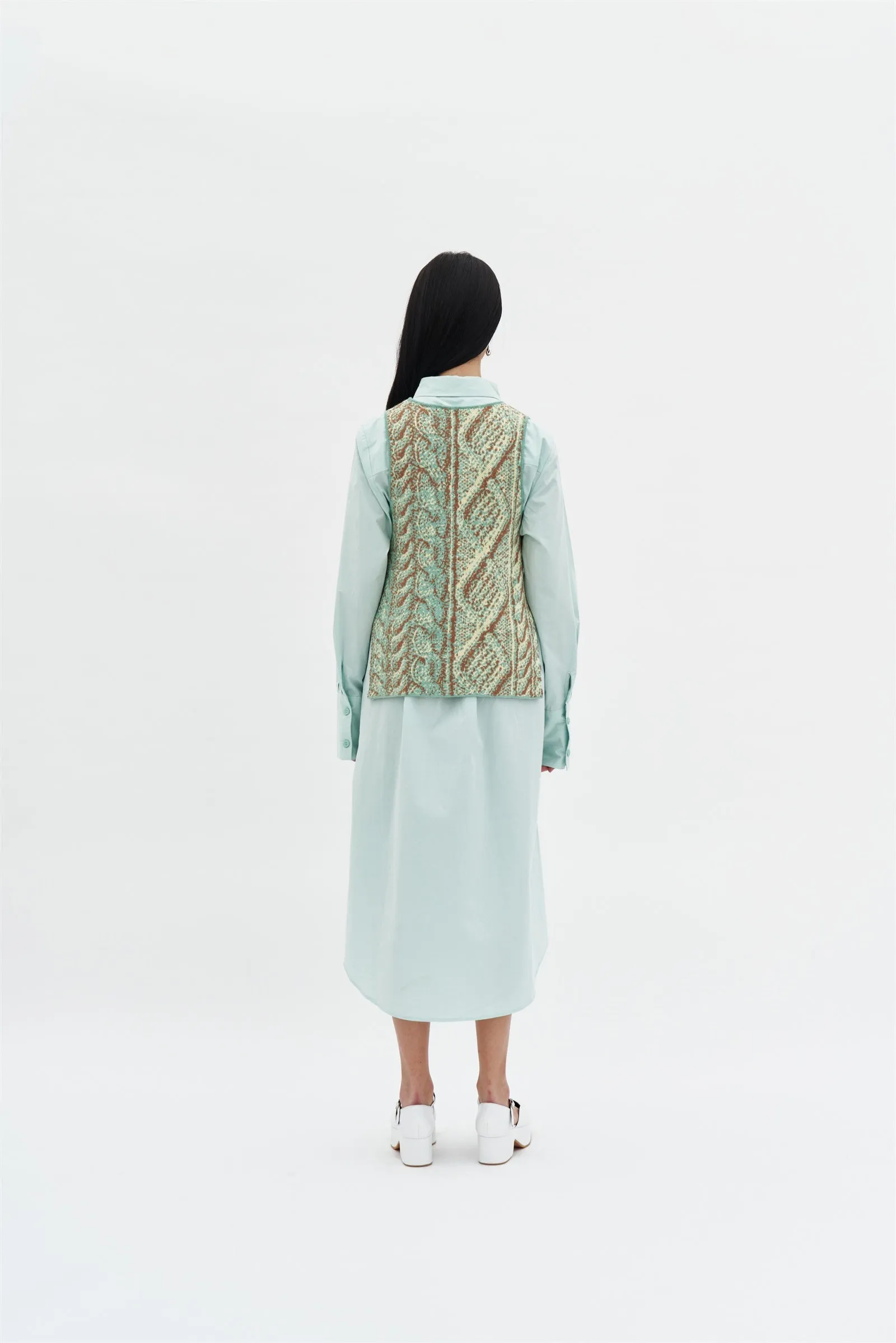 LOTOS OVERSIZED MIXED MEDIA SHIRT DRESS