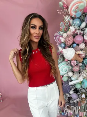 Luna Sleeveless Rhinestone Sweater Crop Top