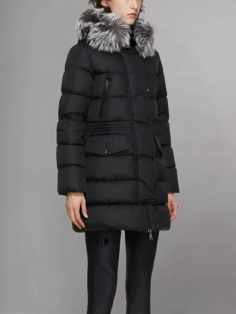 Luxury Black 'Aphroti' Hooded Down Parka Jacket.