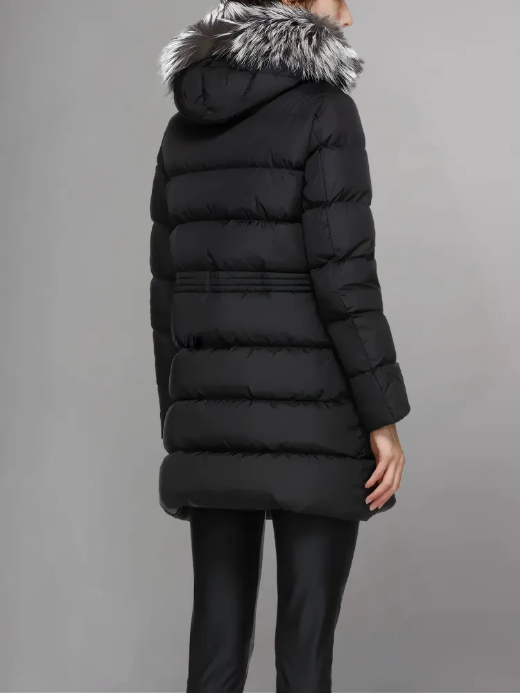 Luxury Black 'Aphroti' Hooded Down Parka Jacket.
