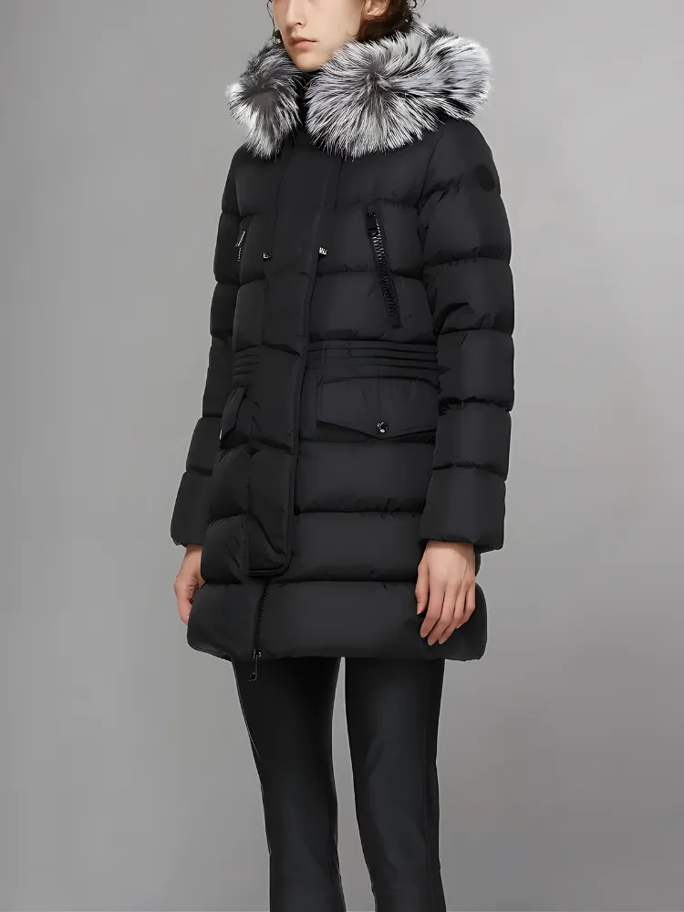 Luxury Black 'Aphroti' Hooded Down Parka Jacket.
