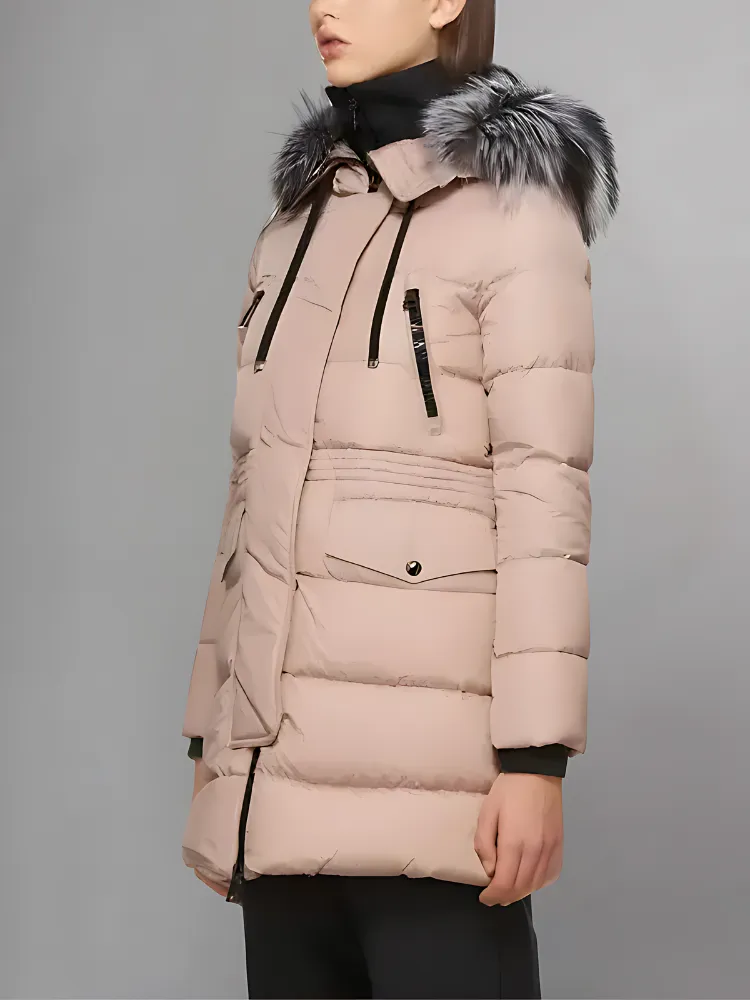 Luxury Black 'Aphroti' Hooded Down Parka Jacket.
