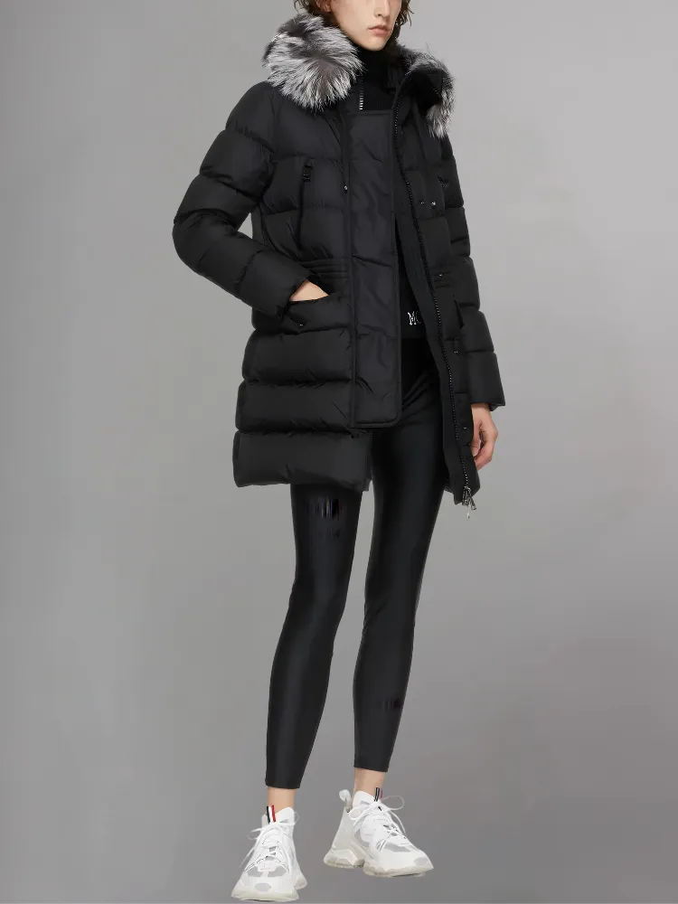 Luxury Black 'Aphroti' Hooded Down Parka Jacket.