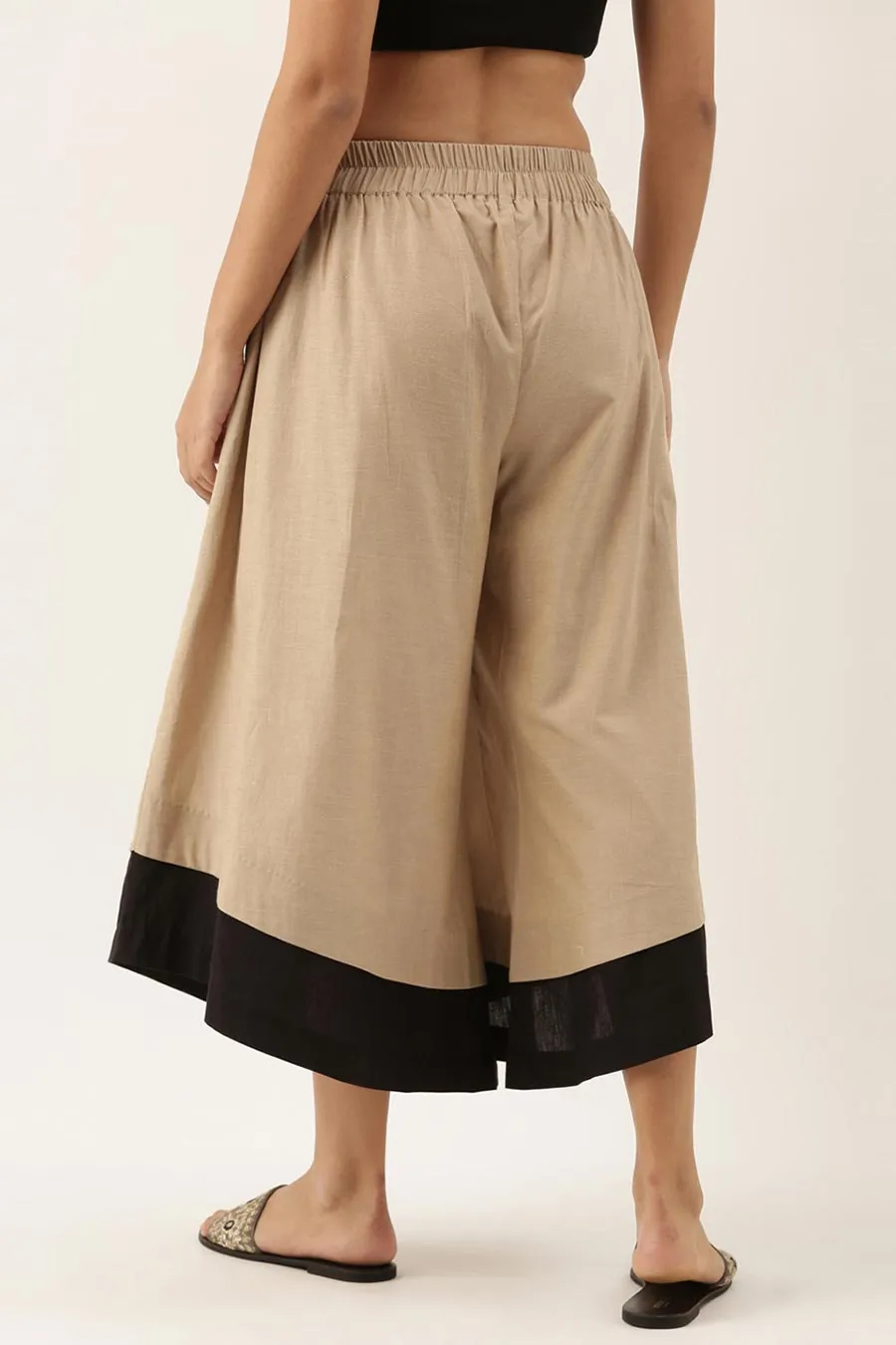 Malai Cotton Beige Culotte Pants