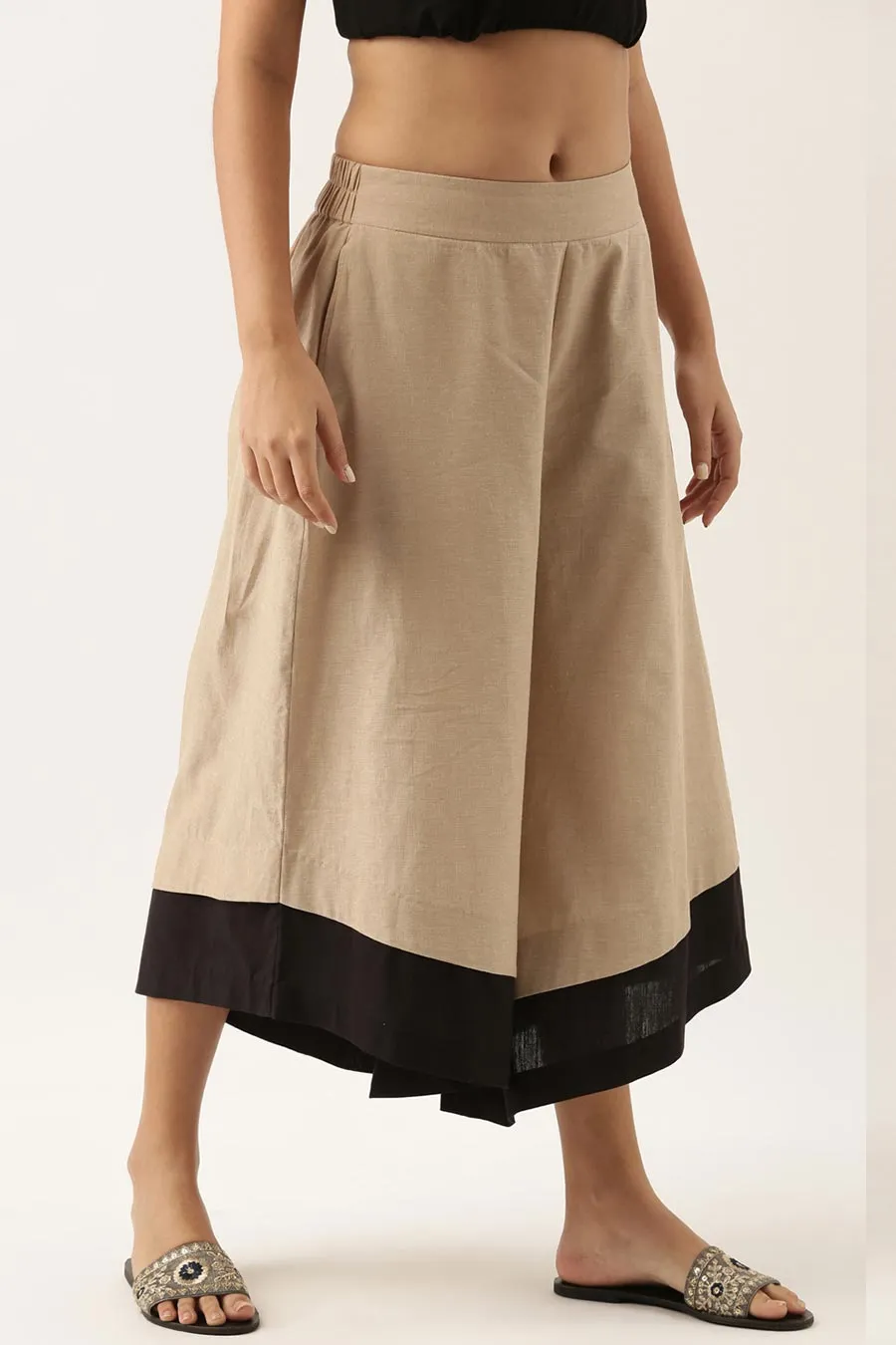 Malai Cotton Beige Culotte Pants