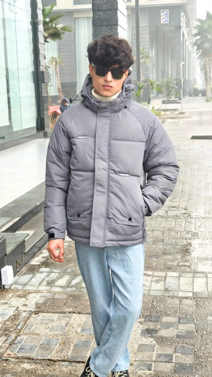 men imported gray puffer jacket