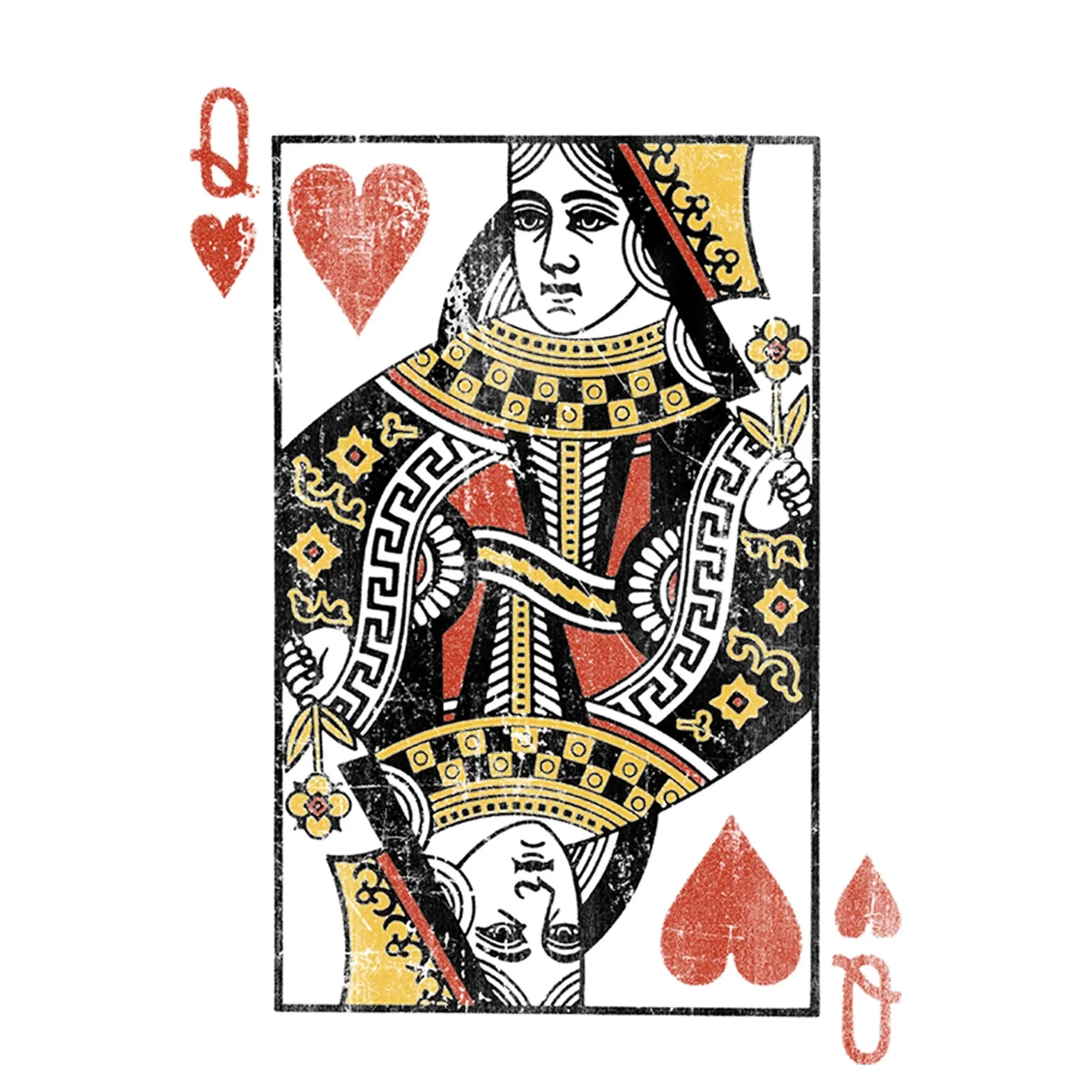 Men'S  Queen of Hearts Graphic Tee White X Large
