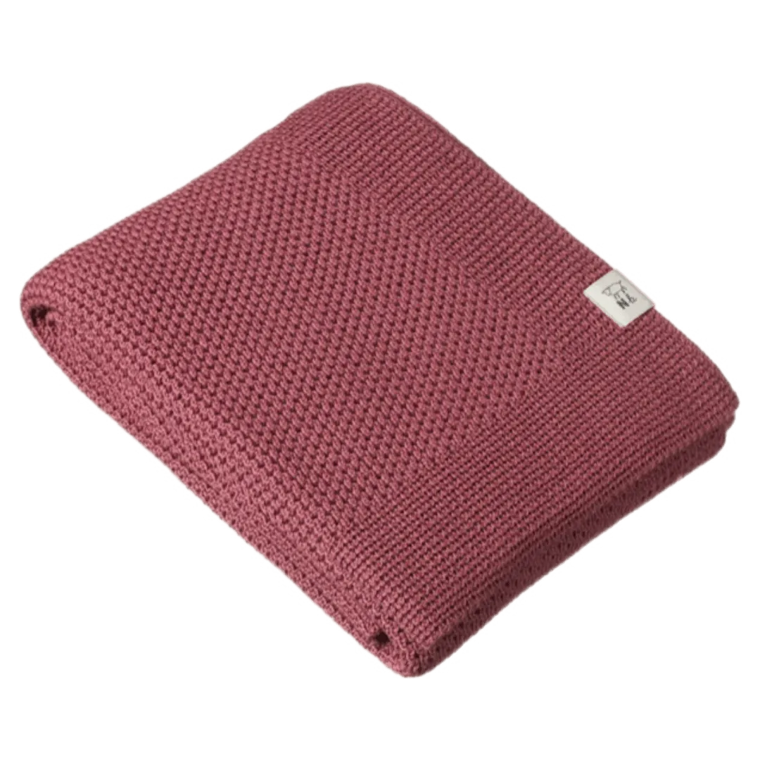 Merino Knit Blanket - Rhubarb