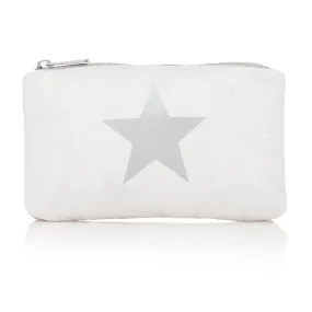 Mini Padded Zipper Pack in Shimmer White with Silver Star