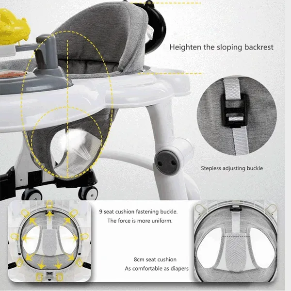 MULTI-FUNCTIONAL BABY WALKER WITH HEIGHT ADJUSTABLE