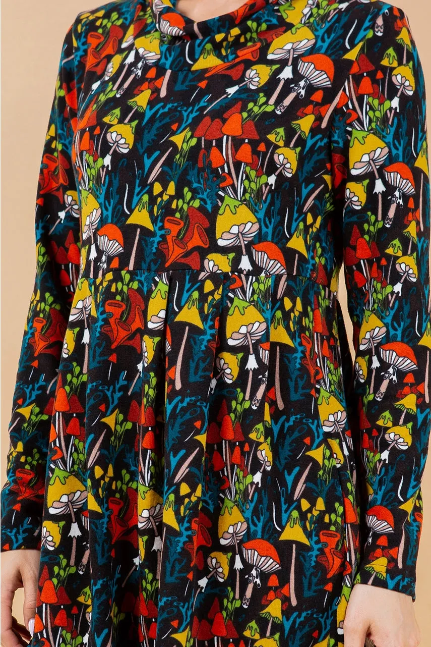Mushroom Print Sweater Dress