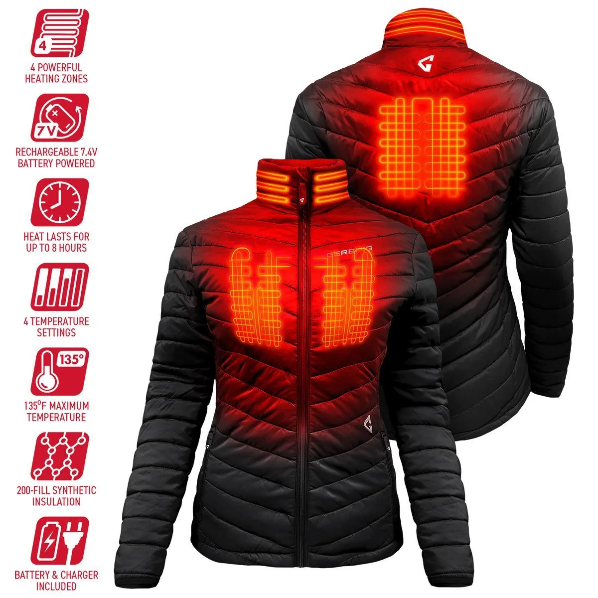 Open Box Gerbing 7V Women's Khione Puffer Heated Jacket 2.0