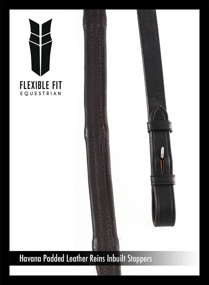 Padded Leather 5/8 Billet Reins - Havana