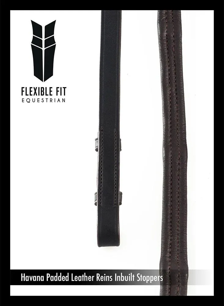 Padded Leather 5/8 Billet Reins - Havana