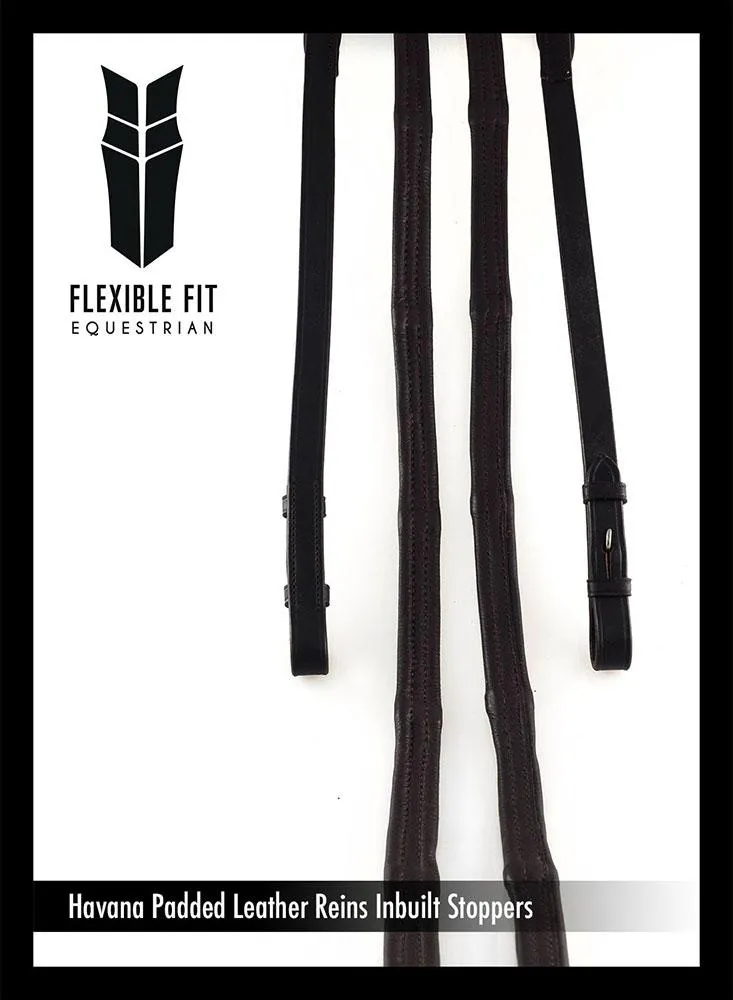 Padded Leather 5/8 Billet Reins - Havana