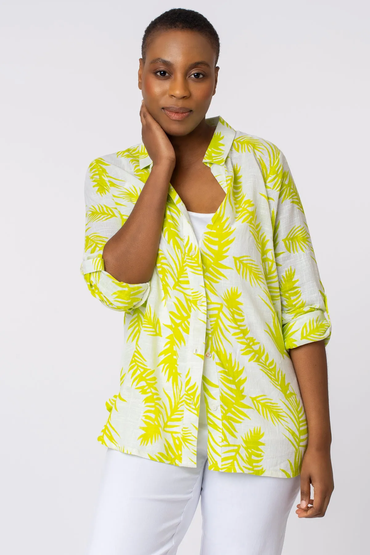 Palm leaf print shirt