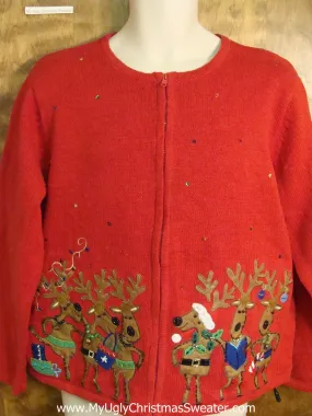 Party Reindeer Funny Ugly Sweater for a Christmas Party